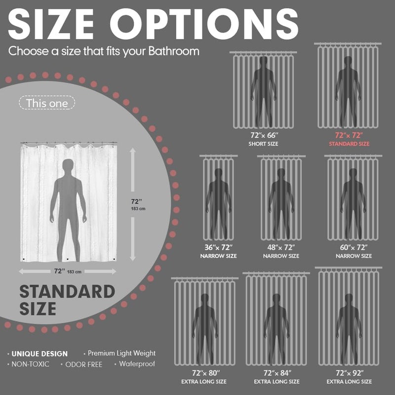 Hereisa 3D Pebble Pattern Waterproof Shower Curtain Liner EVA Shower Curtain with 3 Bottom Magnets, Shower Liner for Shower Stall, Bathtubs, 72 x 72 - Image 2